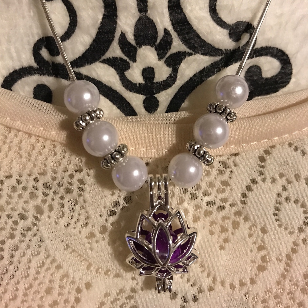 Lotus Flower and Pearl Necklace